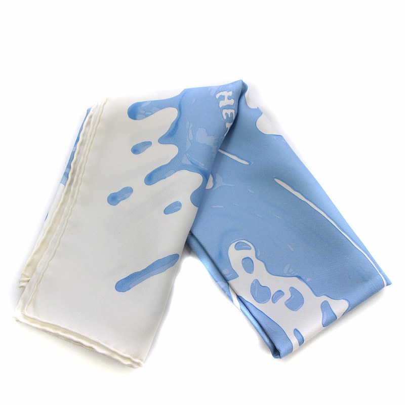 【HERMES】エルメス カレ90 シルク スカーフ ペンキ塗りたて ブルー HERMES】エルメス カレ90 シルク スカーフ ペンキ塗りたて ブルー