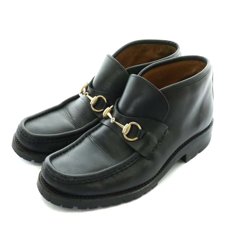グッチ GUCCI チャッカブーツ 革靴 ショート レザー ホースビット  