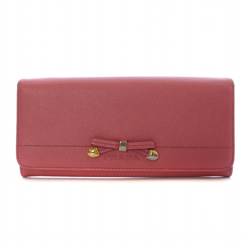 PRADA 長財布 （PRADA プラダ 財布 リボン ラウンドファスナー長財布 