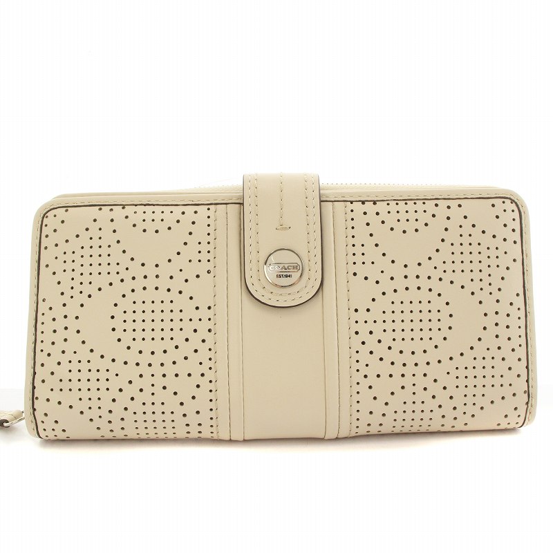 コーチ COACH 長財布 - レザー ベージュ 財布