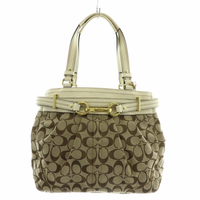 コーチ COACH ハンプトンズ ハンドバッグ キャンバス レザー