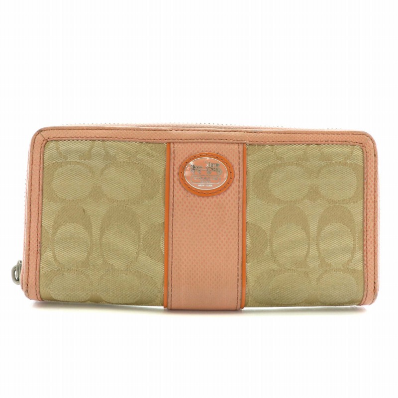 コーチ COACH 長財布 キャンバス レザー ラウンドファスナー 