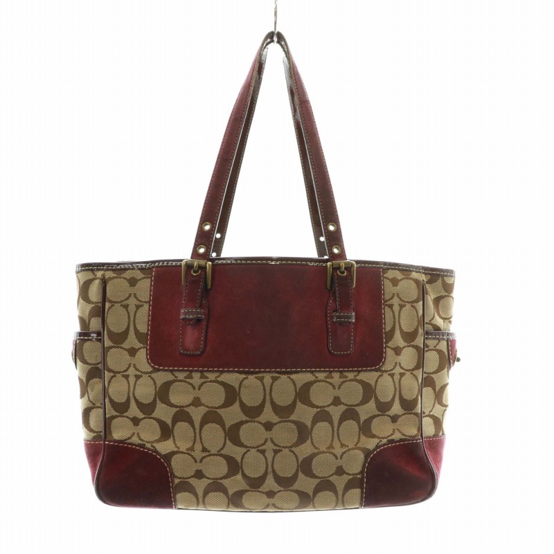 コーチ COACH ハンドバッグ トート キャンバス スエード シグネチャー