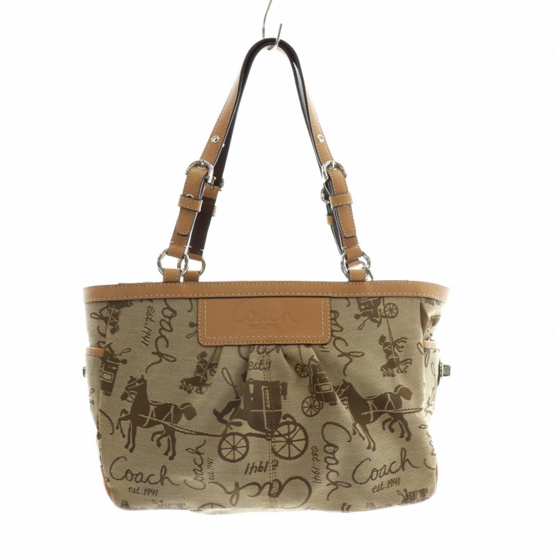 コーチ COACH トートバッグ ハンド キャンバス レザー ホースアンド 