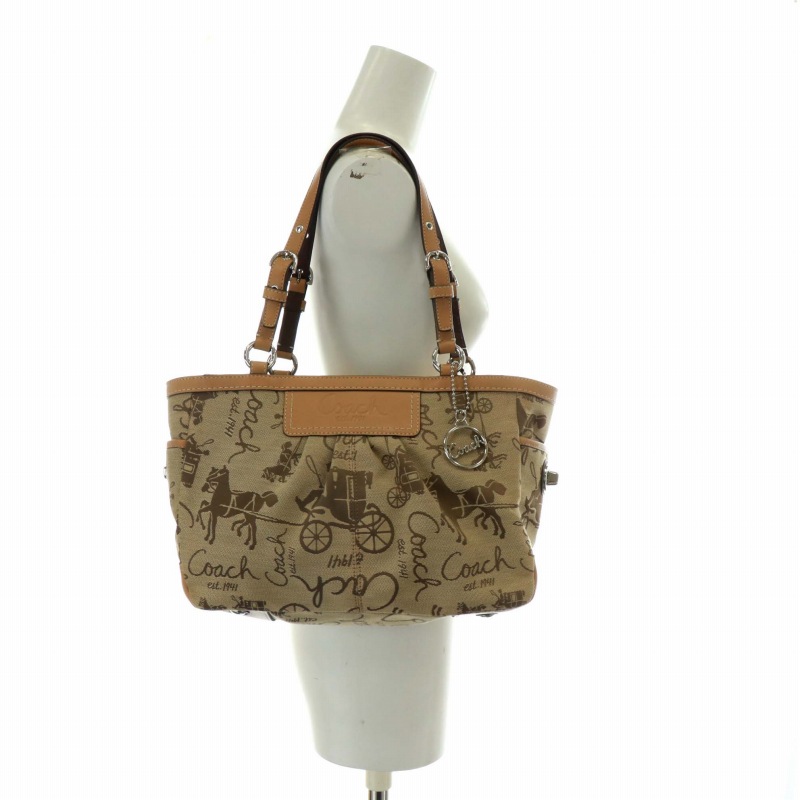 コーチ COACH トートバッグ ハンド キャンバス レザー ホースアンド
