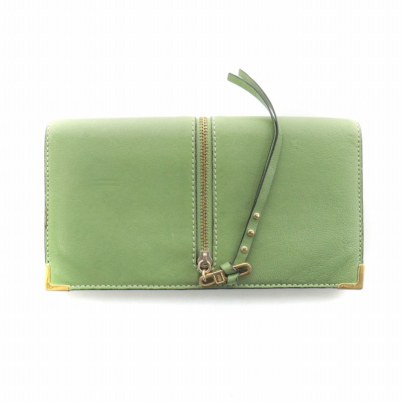 クロエ CHLOE ゴースト 長財布 ウォレット 二つ折り レザー ロゴ 緑