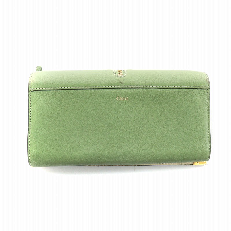 クロエ CHLOE ゴースト 長財布 ウォレット 二つ折り レザー ロゴ 緑