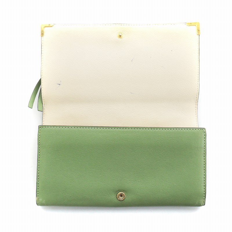 クロエ CHLOE ゴースト 長財布 ウォレット 二つ折り レザー ロゴ 緑