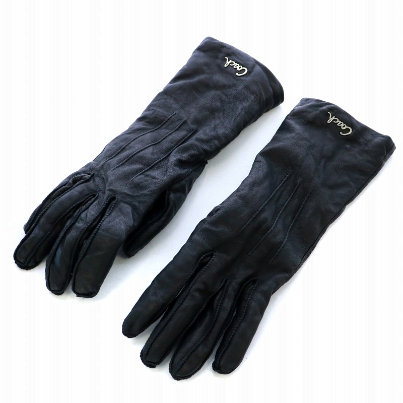 コーチ COACH 手袋 グローブ 防寒 五本指 スリム ラムレザー カシミヤ