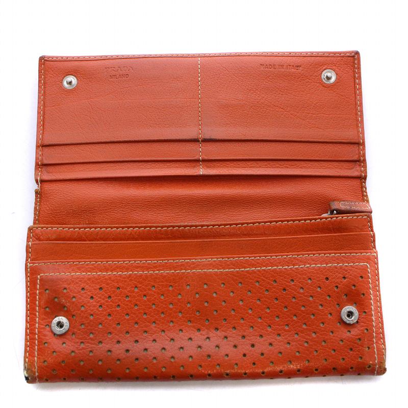 美品 希少モデル】 PRADA プラダ 三つ折り財布 三角ロゴ パンチング