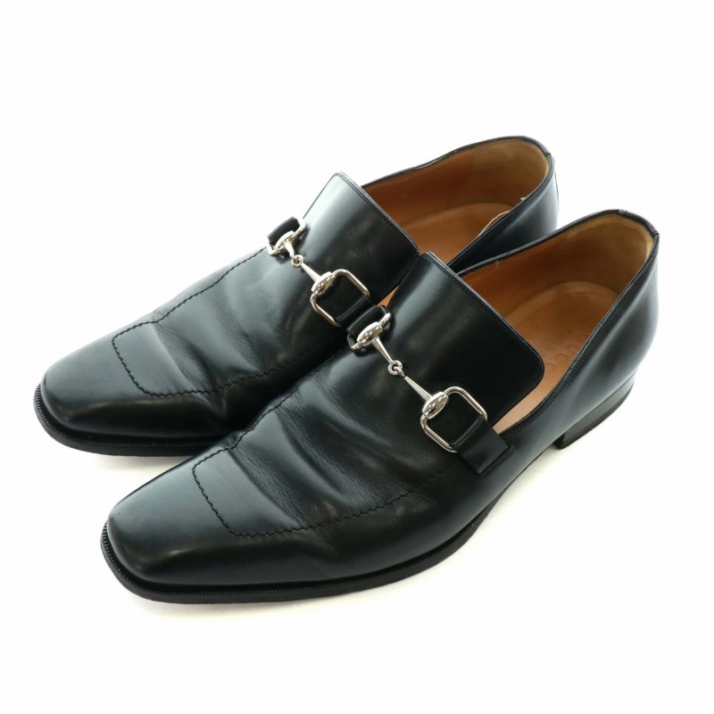 グッチ GUCCI ローファー 革靴 レザー スクエアトゥ ホースビット  