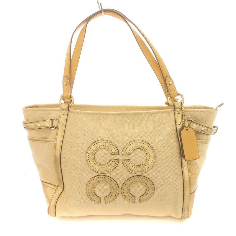 COACH コーチ ベージュ ロゴ トートバッグ 人気カラー✨COACH コーチ
