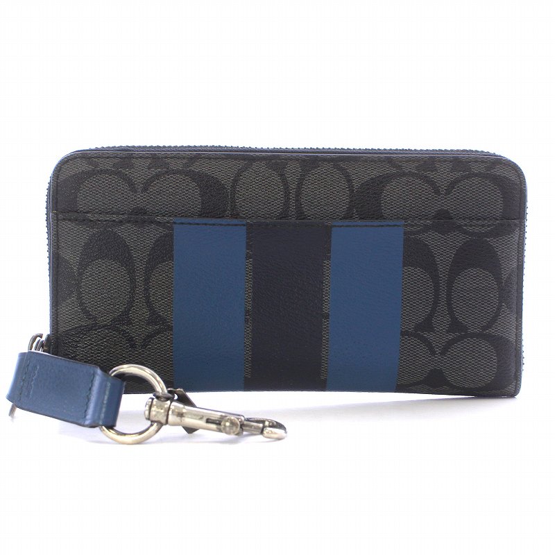 COACH 長財布 ブルー グレー ストライプ COACH 長財布 コーチ 