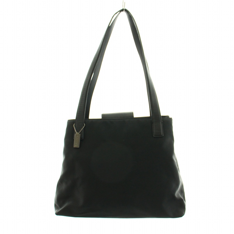 美品COACH コーチ ハンドバッグ ブラック系 黒 ナイロン×レザー