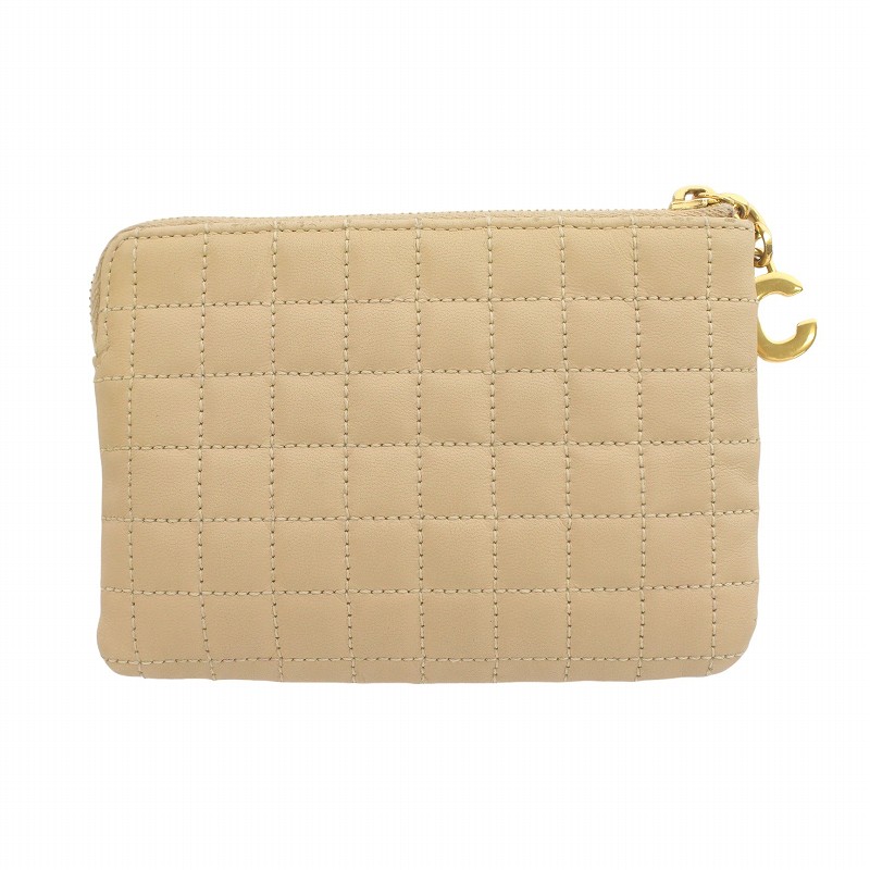 専用　CELINE ロゴ入りコインケース ベージュ CELINE セリーヌ ロゴ コインケース レザー レディース ブランド