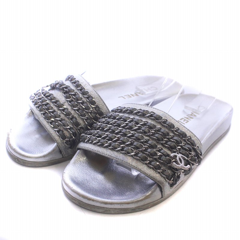シャネル CHANEL TROPICONIC チェーンシャワーサンダル ココマーク  