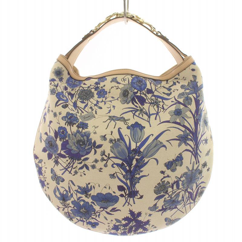 グッチ GUCCI ブルーフローラ ホースビット ワンショルダーバック 花柄 