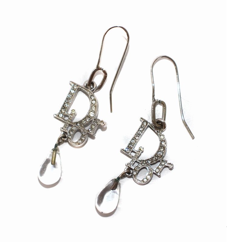 ディオール Dior ピアス 両耳用 フック U字 ダングル ティアドロップ 