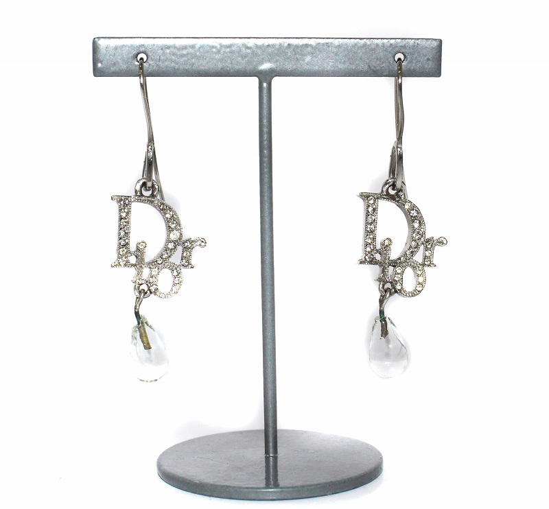 ディオール Dior ピアス 両耳用 フック U字 ダングル ティアドロップ 