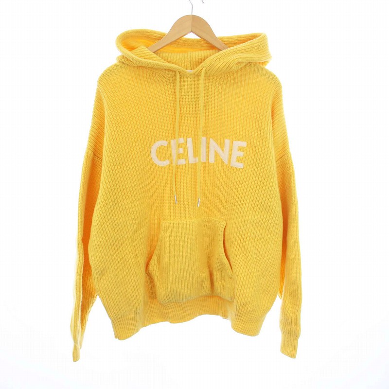 新品 Celine セリーヌ ロゴ リブ編みニットパーカー S