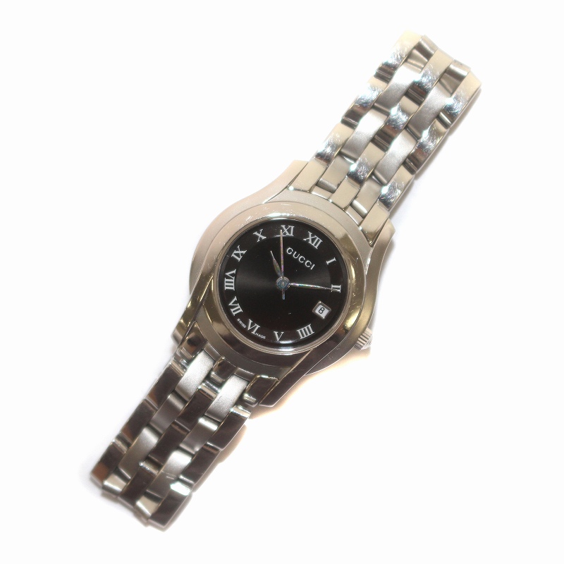 グッチ GUCCI 腕時計 5500M ブラックローマン 黒文字盤 クォーツ