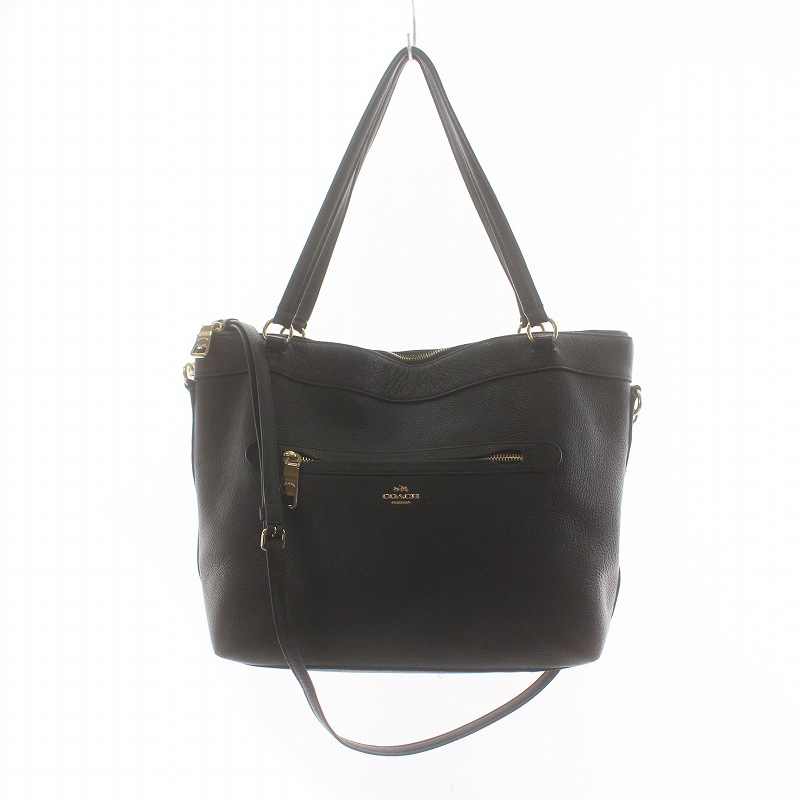 コーチ ハンド・ショルダー トートバッグ 2way レザー ブラック 【公式