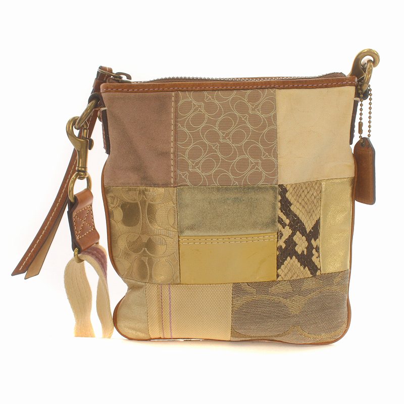 コーチ COACH ショルダーバッグ パッチワーク 斜め掛け 異素材