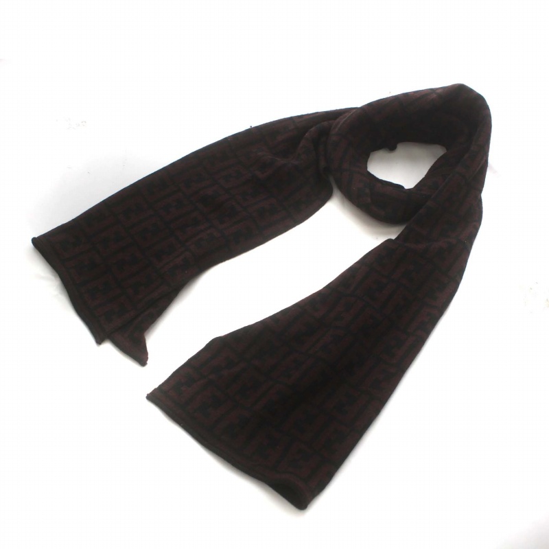 フェンディ FENDI マフラー ストール ズッカ柄 ロゴ 総柄 茶色  