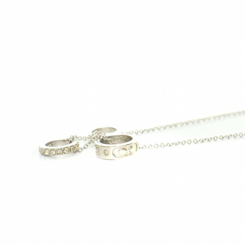 COACH コーチ ロンデルネックレス 3連 ラインストーン シルバー COACH コーチ ロンデルネックレス 3連 ラインストーン シルバー