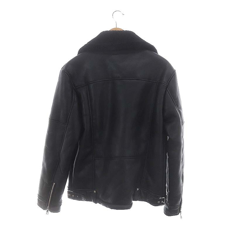 ザラ ZARA ムートンジャケット ライダース ダブル フェイクレザー M 黒 