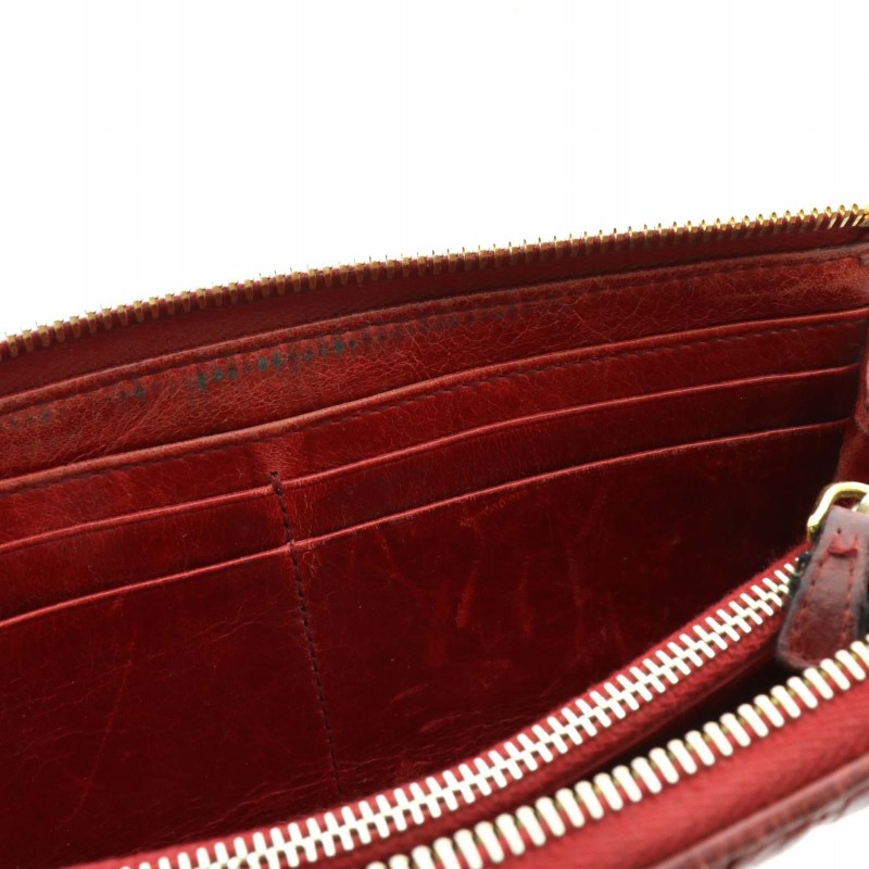 ミュウミュウ miumiu 長財布 マテラッセレザー L字ファスナー ロゴ 赤