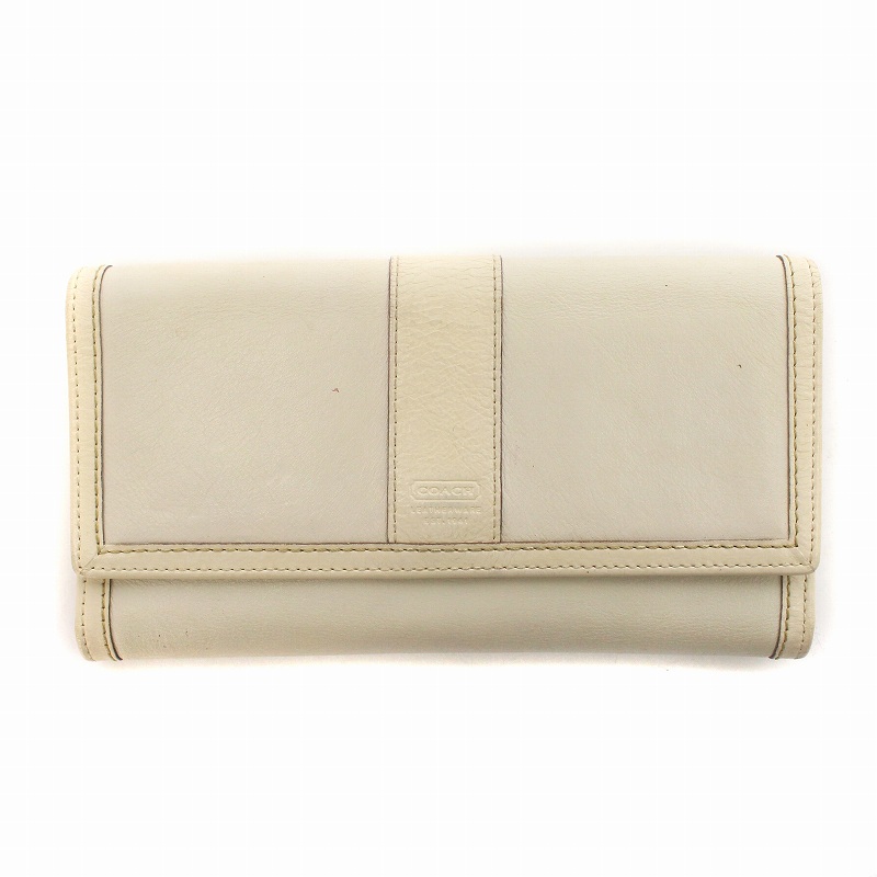 コーチ COACH 三つ折り長財布 ウォレット レザー シグネチャー ロゴ 白  