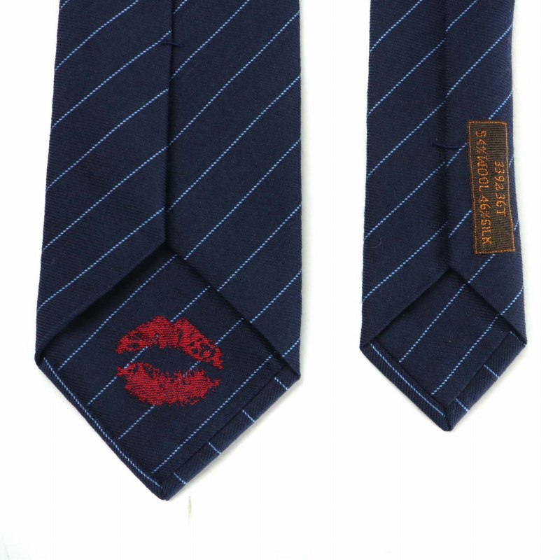 エルメス HERMES ネクタイ ウール シルク混 レギュラータイ ストライプ