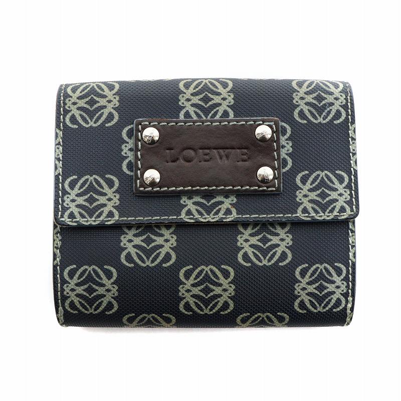 LOEWE 三つ折り財布ネイビー