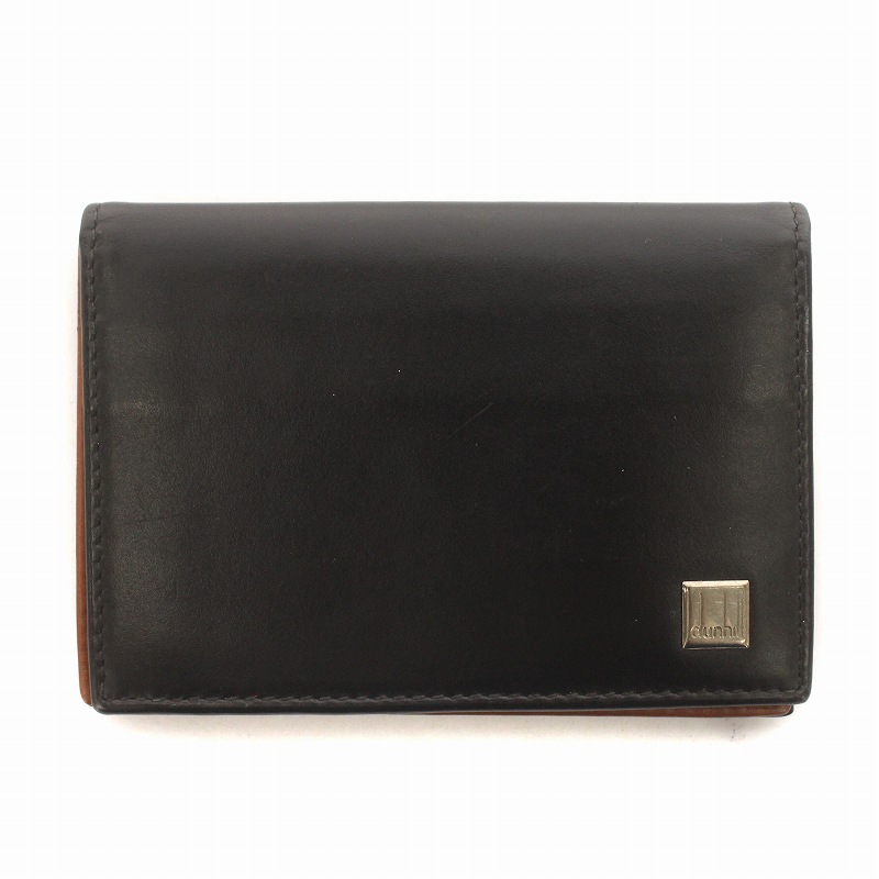 ダンヒル dunhill カードケース 名刺入れ 二つ折り レザー ロゴ 黒  