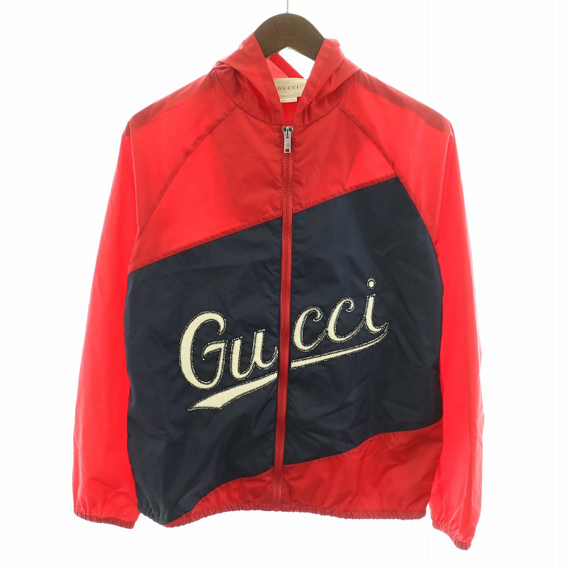 グッチ GUCCI ナイロンジャケット ブルゾン パーカー フード付き ロゴ  