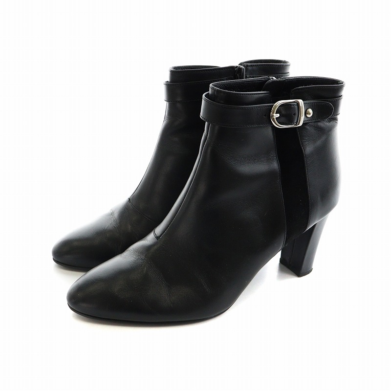 ダイアナ ショートブーツ ハイヒール レザー 24.5 レディース ブラック