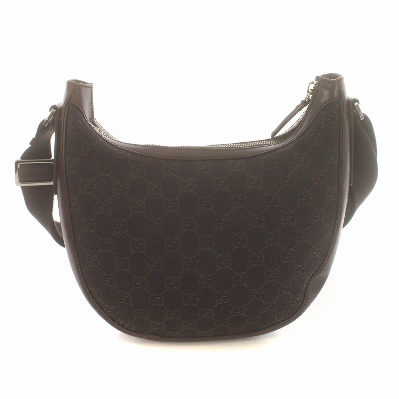 GUCCI ショルダーバッグ ハーフムーン GGキャンバス レザー ブラウン GUCCI グッチ ショルダーバッグ ホーボー GGキャンバス ハーフムーン