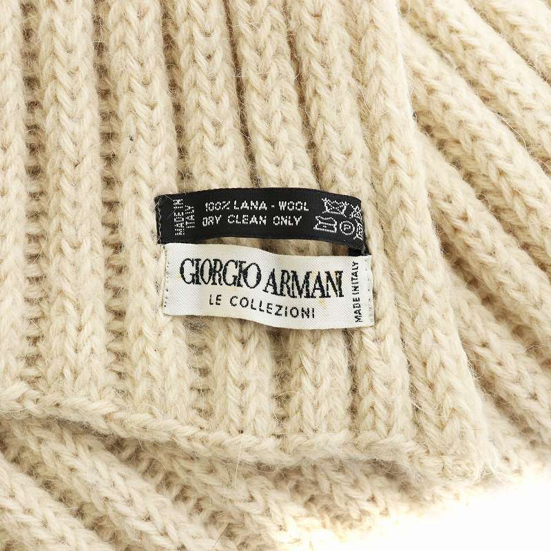 Giorgio Armani ロゴマフラー ベージュ/ブラック