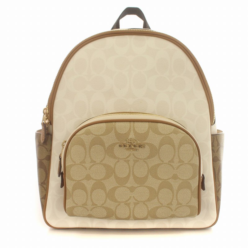 コーチ COACH リュックサック バックパック シグネチャー ロゴ PVC 白 