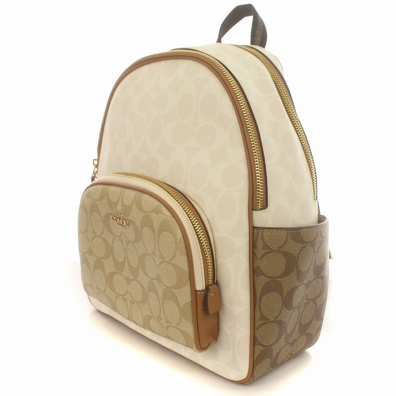 コーチ COACH リュックサック バックパック シグネチャー ロゴ PVC 白 
