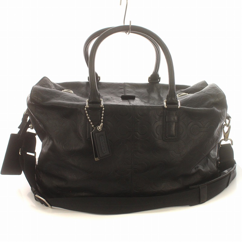 美品コーチ大容量ボストンバッグ2way オールレザーブラック5404