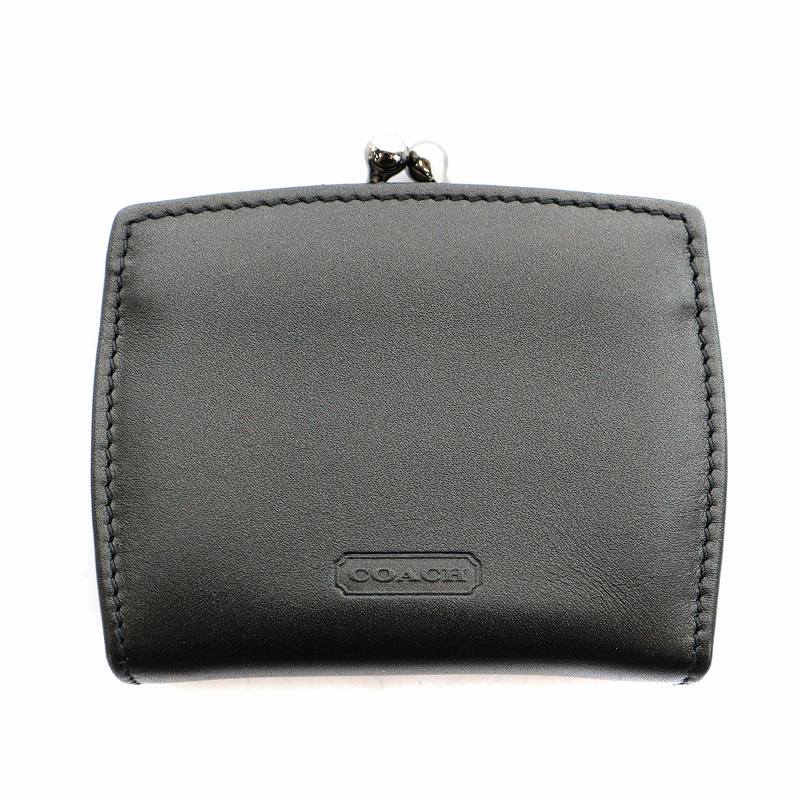 コーチ COACH コインケース 小銭入れ ミニ レザー がま口 ロゴ 黒 