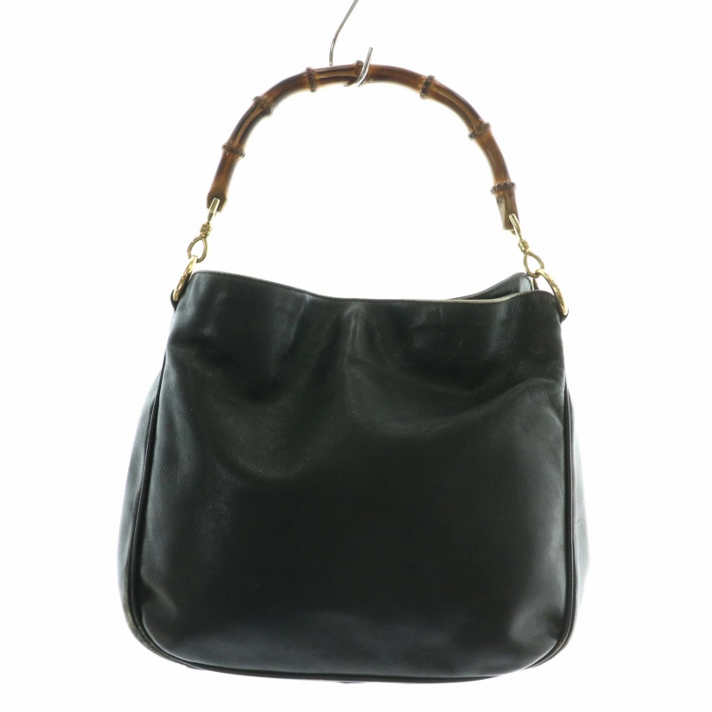 GUCCI レザー bamboo ハンドバッグ ダークブラウン グッチ GUCCI ヴィンテージ オールドグッチ バンブー