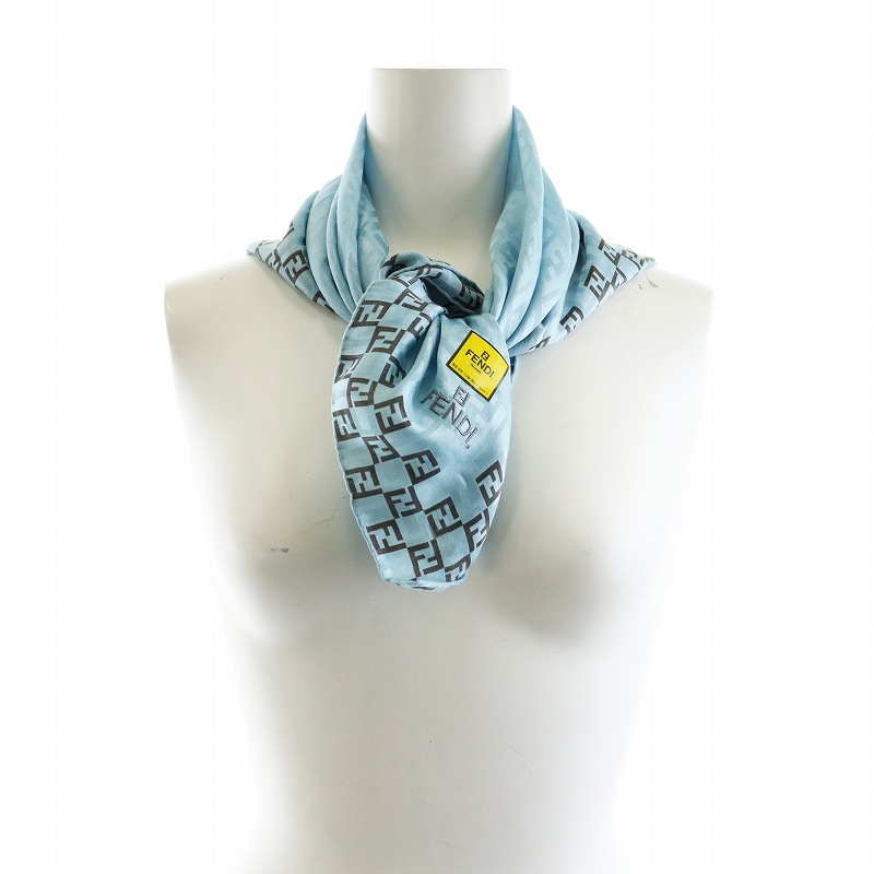 未使用品 フェンディ FENDI 大判スカーフ ストール ズッカ柄 ロゴ刺繍