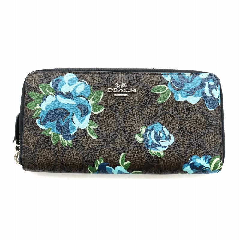 コーチ COACH 長財布 ウォレット シグネチャー PVC 花柄 総柄 ロゴ 
