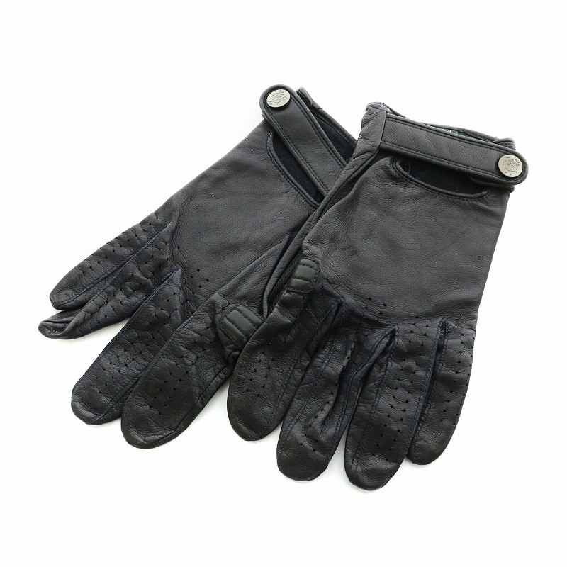 ダンヒル dunhill グローブ 手袋 本革 ラムスキン レザー ロゴ L 黒