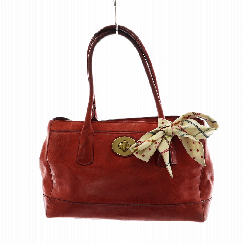 コーチ COACH トートバッグ ハンド リボン レザー スカーフ付き ロゴ 