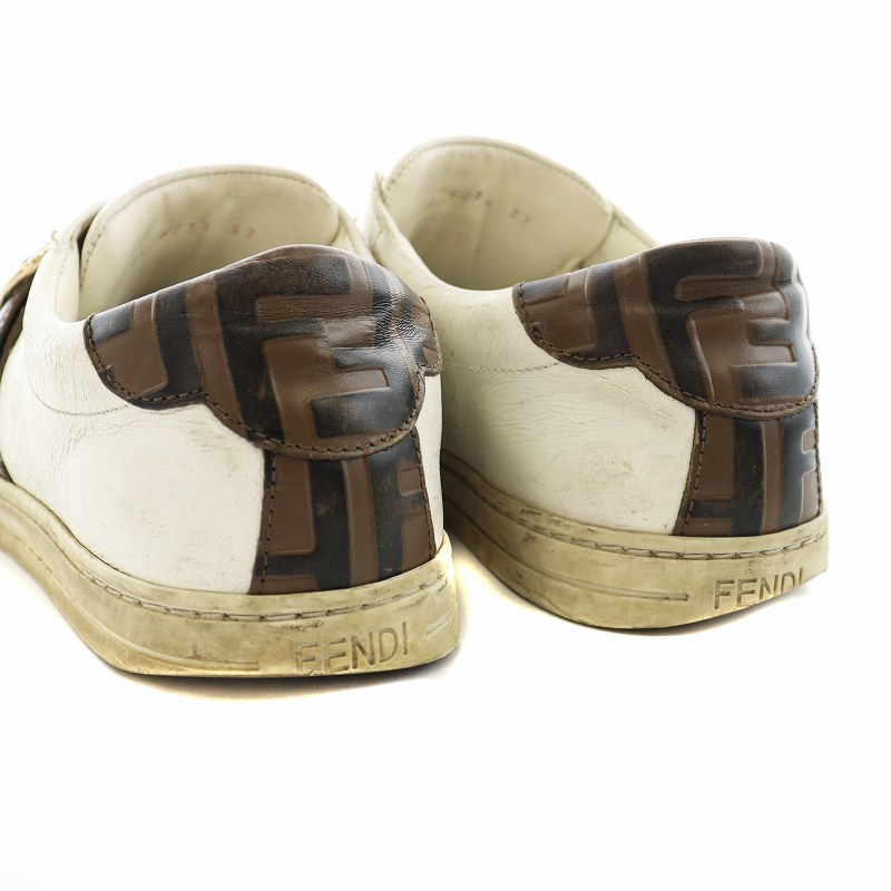 フェンディ FENDI ズッカ ローカットスニーカー 靴 ベルト レザー 37