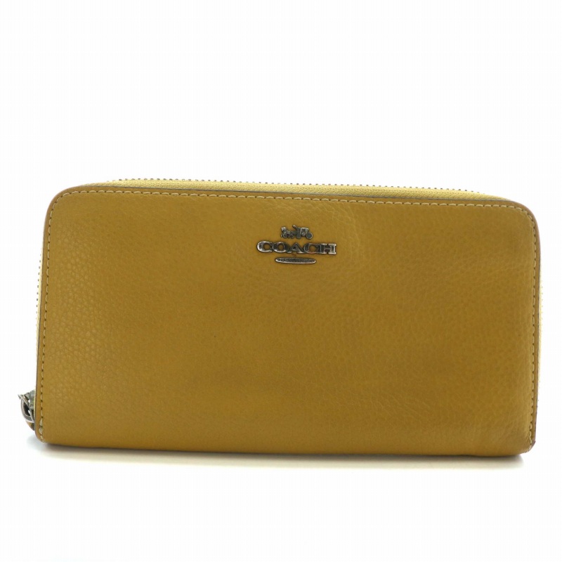 コーチ COACH 長財布 レザー ラウンドファスナー ロゴ シルバー
